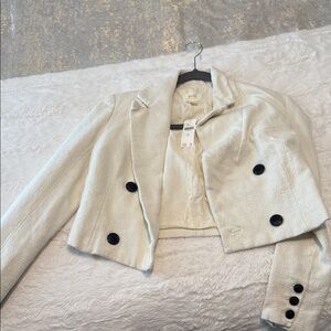 Maeve Anthropologie Women's Cream Cropped Jacket